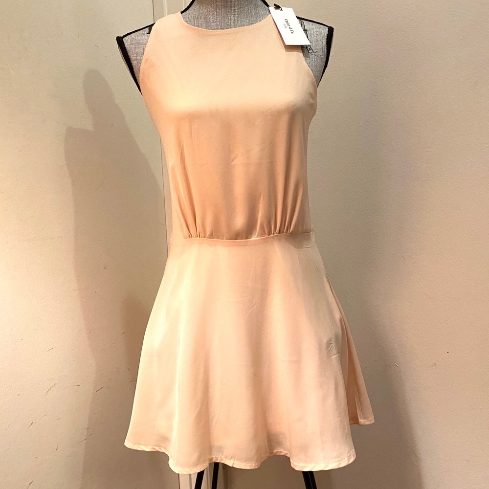 NWT Lt Peach Mini Chiffon Dress M
